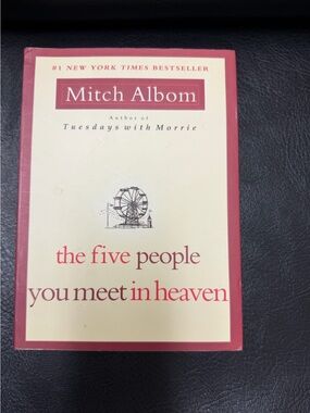 Unknown Brand Cream and Red Book Cover - The Five People You Meet in Heaven